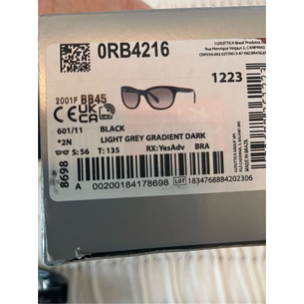 RAY-BAN RB 4216 601/11 BLACK/Light GREY SMOKE GRADIENT AUTHENTIC SUNGLASSES NEW - Picture 5 of 5
